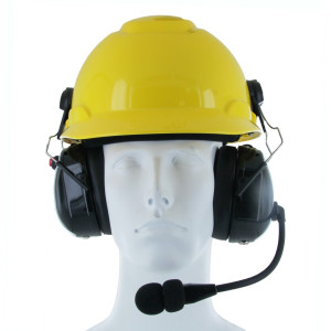 XLT HS500HM Heavy Duty Dual Muff Headset with PTT and Mic for Safety Helmet/Hard Hat